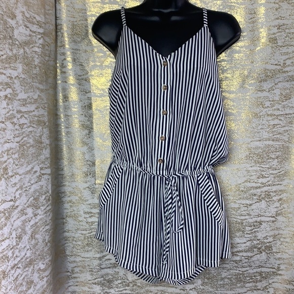 NEON Hart Striped Printed Drawstring Waist Front Button Rompers Size S - Picture 3 of 16